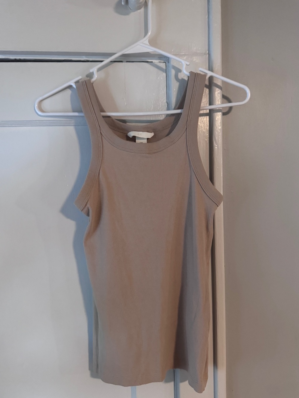 H&M Ribbed Tank Top - Taupe Beige